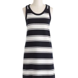J Crew White and Navy Striped Dress